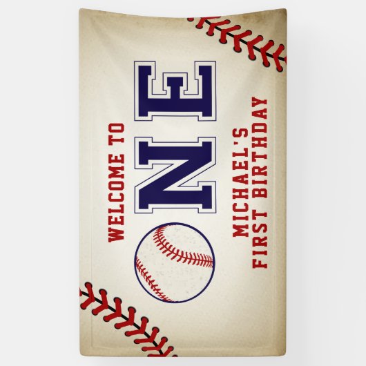  honkbal eerste verjaardag spandoek (Verticaal)