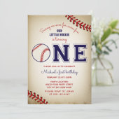 Honkbal eerste verjaardagsfeestje kaart (Staand voorkant)