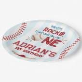 Honkbal eerste verjaardagsfeestje papieren bordje (Gekanteld)