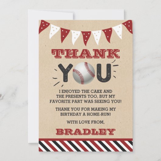 Honkbal elke leeftijd Verjaardag Bedankkaart (Voorkant)