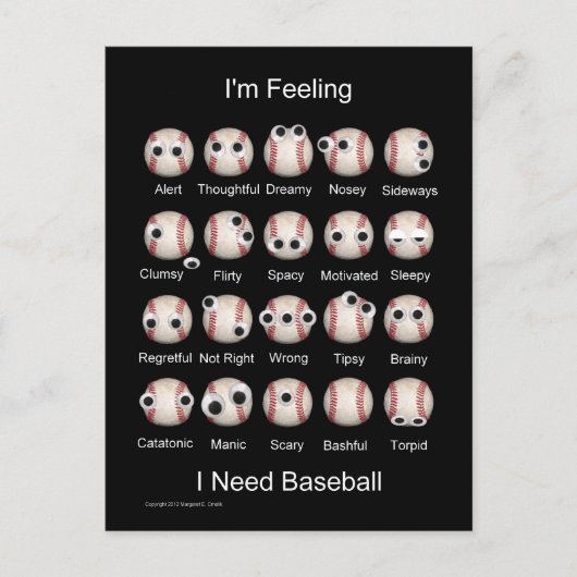 Honkbal Emotions Briefkaart (Voorkant)