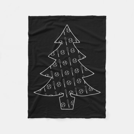 Honkbal en bat Collage Sport Kerstboom Fleece Deken (Voorkant)
