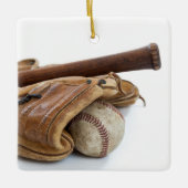  honkbal en bat keramisch ornament (Voorkant)