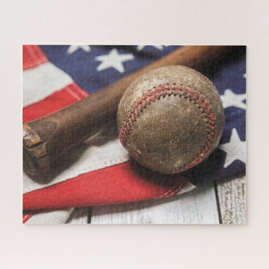 honkbal en bat legpuzzel (Horizontaal)