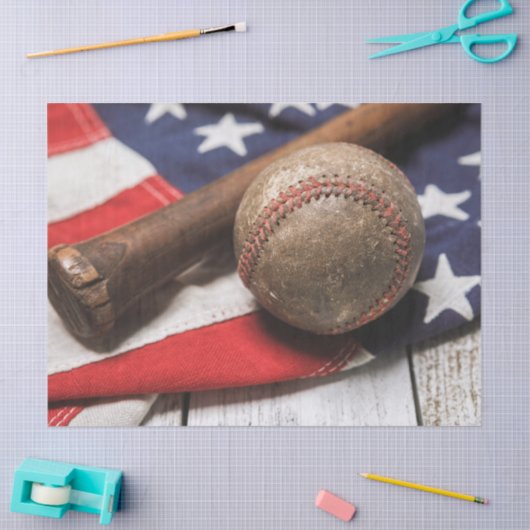  honkbal en bat tissuepapier (Craft)