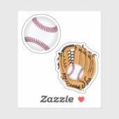 Honkbal en honkbalhandschoen sticker (Vel)