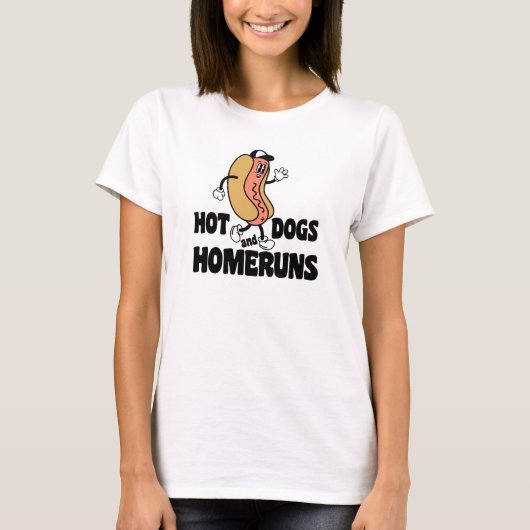 Honkbal en Hot Dogs Fan T-shirt (Voorkant)