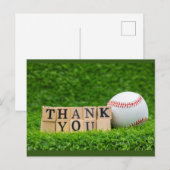 Honkbal en knuppel met Bedankt. woord op groene Briefkaart (Voorkant / Achterkant)