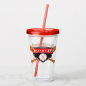 Honkbal en Slagbats Acrylkop Acryl Drinkbeker (Achterkant)