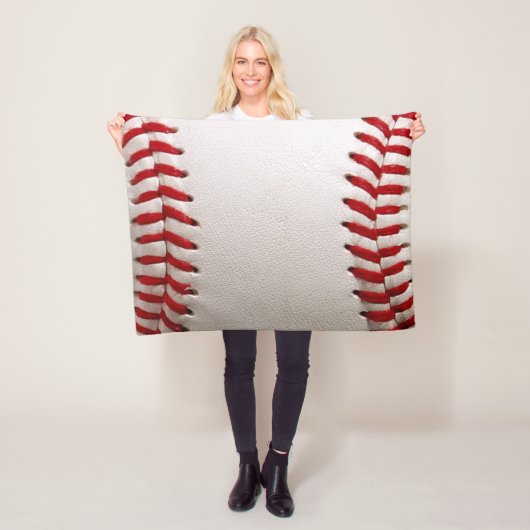 Honkbal en Softbal Rode Steek Fleece Deken (In situ)