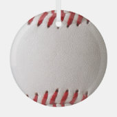 Honkbal en Softbal Rode Steek Glas Ornament (Voorkant)