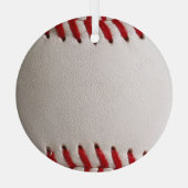 Honkbal en Softbal Rode Steek Glas Ornament (Achterkant)