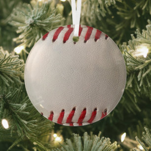 Honkbal en Softbal Rode Steek Glas Ornament