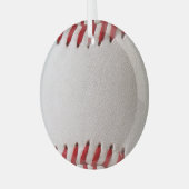 Honkbal en Softbal Rode Steek Glas Ornament (Voorkant links)
