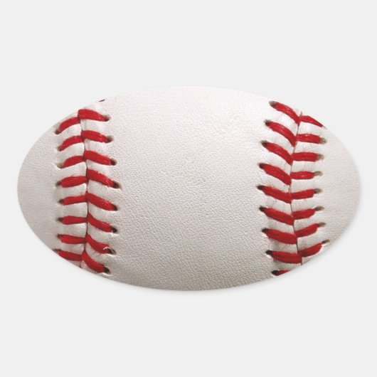 Honkbal en Softbal Rode Steek Ovale Sticker (Voorkant)