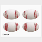 Honkbal en Softbal Rode Steek Ovale Sticker (Vel)