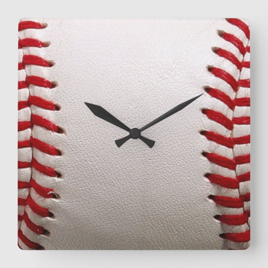 Honkbal en Softbal Rode Steek Vierkante Klok (Voorkant)