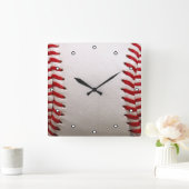 Honkbal en Softbal Rode Steek Vierkante Klok (Huis)