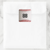 Honkbal en Softbal Rode Steek Vierkante Sticker (Tas)