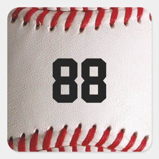 Honkbal en Softbal Rode Steek Vierkante Sticker (Voorkant)