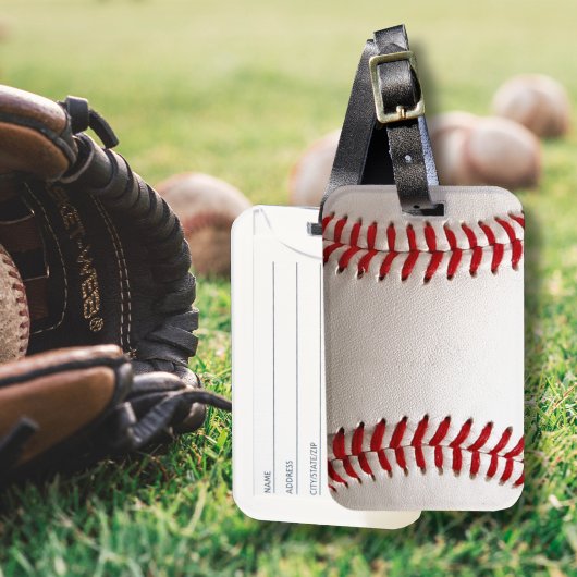 Honkbal en Softbal Rood Stiksel Bagagelabel