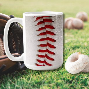 Honkbal en Softbal Rood Stiksel Koffiemok