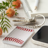 Honkbal en Softbal Rood Stiksel Sleutelhanger (Voorkant Rechts)