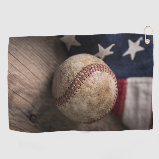  honkbal en vlag golfhanddoek (Horizontaal)