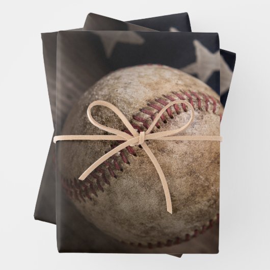  honkbal en vlag inpakpapier vel (In situ)