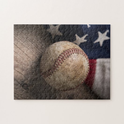 honkbal en vlag legpuzzel (Horizontaal)