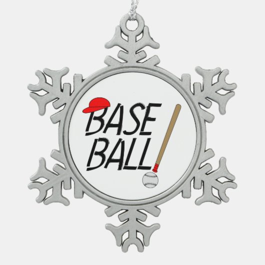 Honkbal Exclamatie Tin Sneeuwvlok Ornament (Voorkant)