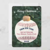 Honkbal Fan Ornament Gepersonaliseerde Kerst Kaart (Voorkant)