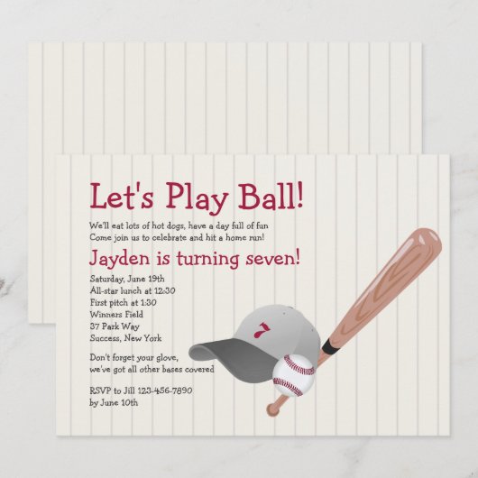 Honkbal Fan Verjaardag Uitnodiging (Voorkant / Achterkant)