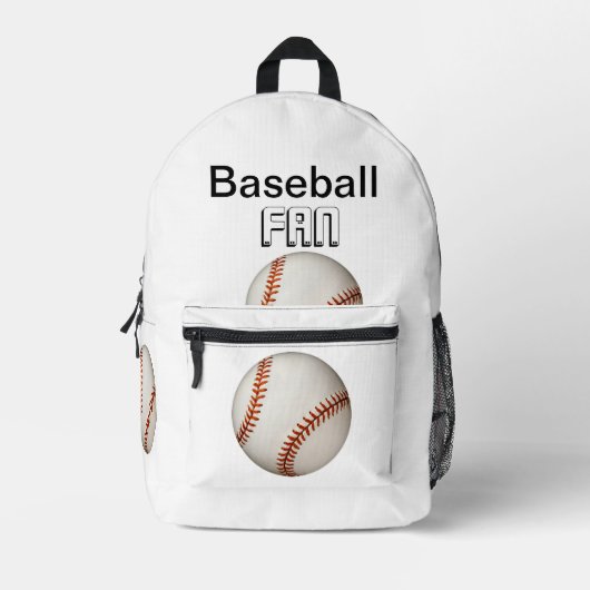 Honkbal Fan White Bedrukte Rugzak (Voorkant)