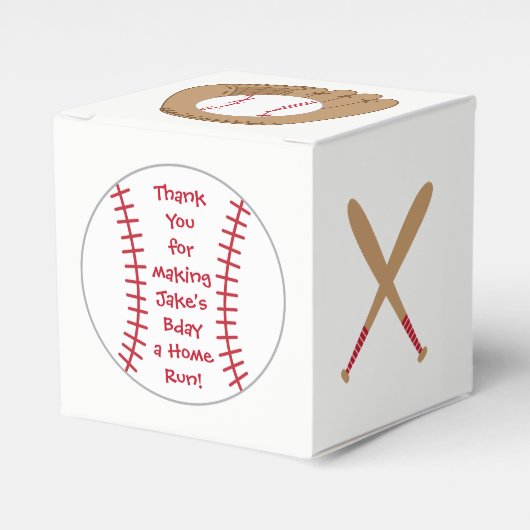 Honkbal Favor Box- Home Run Verjaardag Bedankdoosjes (Voorkant Zijde)