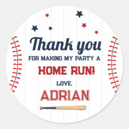 Honkbal Favor dank u Verjaardag Ronde Sticker