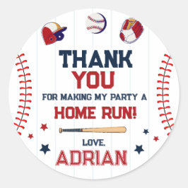 Honkbal Favor dank u Verjaardag Ronde Sticker
