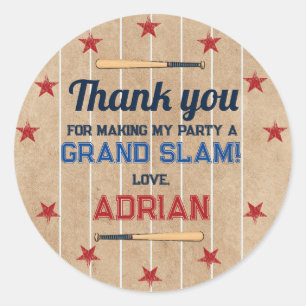 Honkbal Favor dank u Verjaardag Ronde Sticker