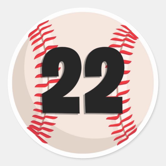 Honkbal Favoriete Nummer #22 Ronde Sticker (Voorkant)