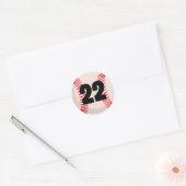 Honkbal Favoriete Nummer #22 Ronde Sticker (Envelop)