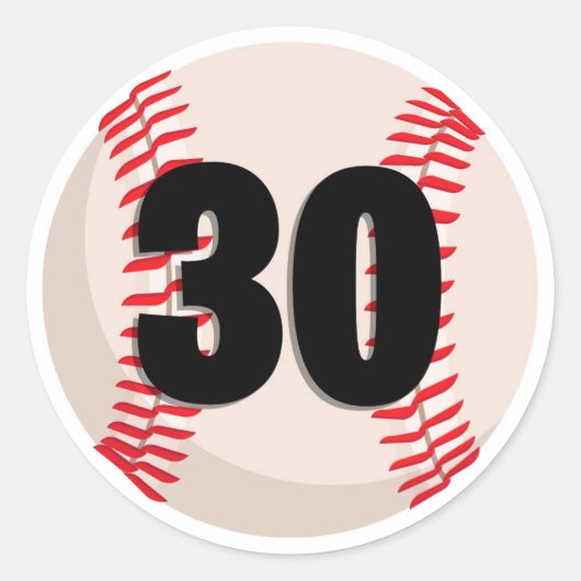 Honkbal Favoriete Nummer #30 Ronde Sticker (Voorkant)
