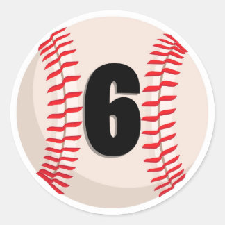 Honkbal Favoriete Nummer #6 Ronde Sticker