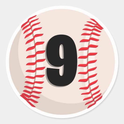 Honkbal Favoriete Nummer #9 Ronde Sticker (Voorkant)