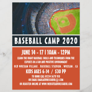 Honkbal Field, Baseball Camp Advertising Flyer