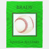 Honkbal Fleece Deken met Aangepaste Naam & Team (Voorkant)