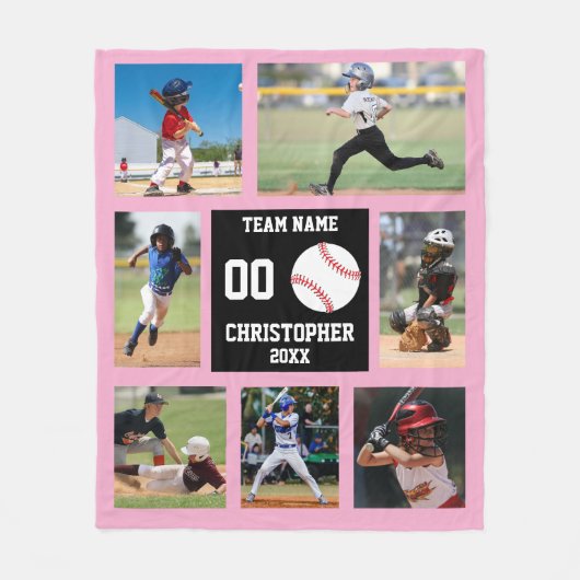 Honkbal Foto Collage Meisje Fleece Deken (Voorkant)