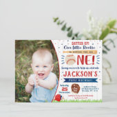 Honkbal Foto Eerste Verjaardag Uitnodigingen (Staand voorkant)