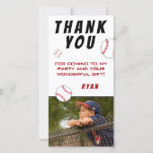 Honkbal Foto Kinderen Verjaardag Bedankkaart (Voorkant)