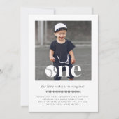 Honkbal foto minimale eerste verjaardag uitnodigin kaart (Voorkant)