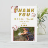 Honkbal Foto Speler Team Coach Bedankkaart (Staand voorkant)